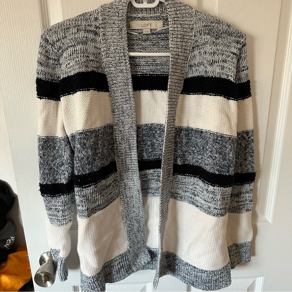 Blue and White Striped Cardigan